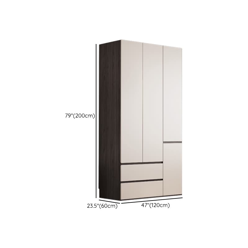 White Minimalist Manufactured Wood Independent Wardrobe Closet with Soft Close Drawer, Soft Close Door, and Interior Shelves - image 6