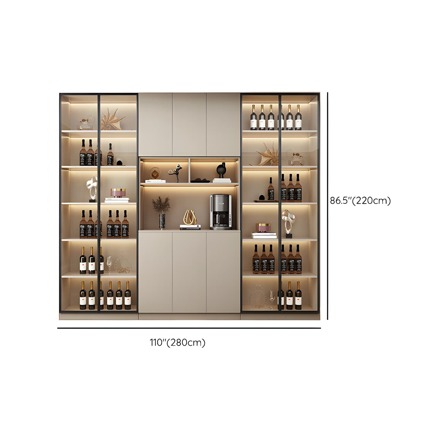Contemporary Champagne Engineered Wood Shelves Included Sideboard with Doors - image 25