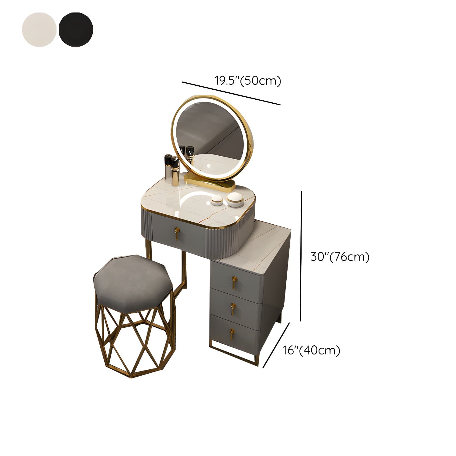 Contemporary Makeup Vanity Desk Table 29.9" H Bedroom Makeup Counter - image 28