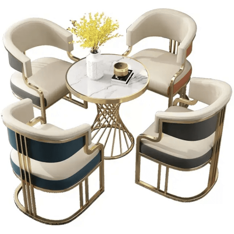 Minimalist Arm Chair with Cushioned Seat, Arms, Metallic Metal Legs, and Low Back - image 12