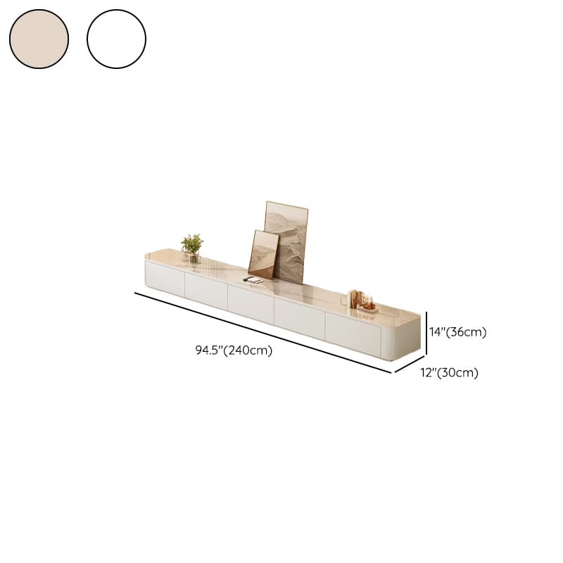 Trendy Grey/White Stone TV Stand with Multiple Drawers and Cable Management - image 12