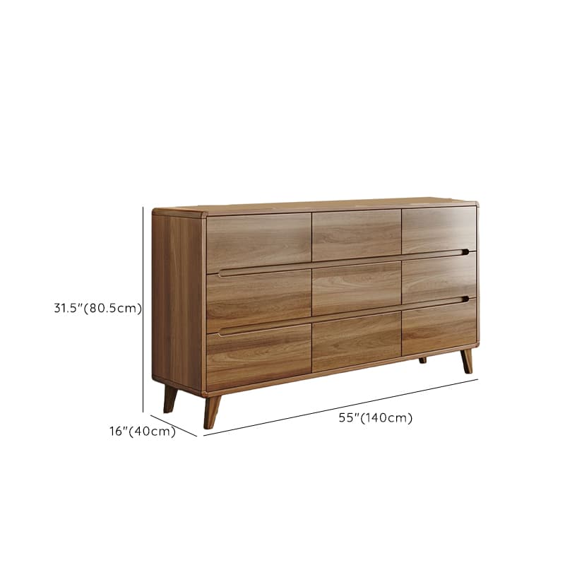 Modern Brown Storage Chest Solid Wood Freestanding with Drawers - image 25