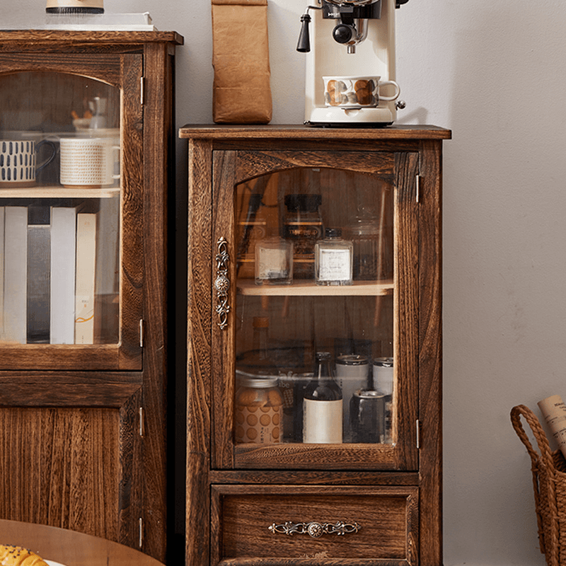 Classic Parlor Independent Accent Cabinet with Distressed Wood Finish, Damp-proof and Bun Feet - image 6