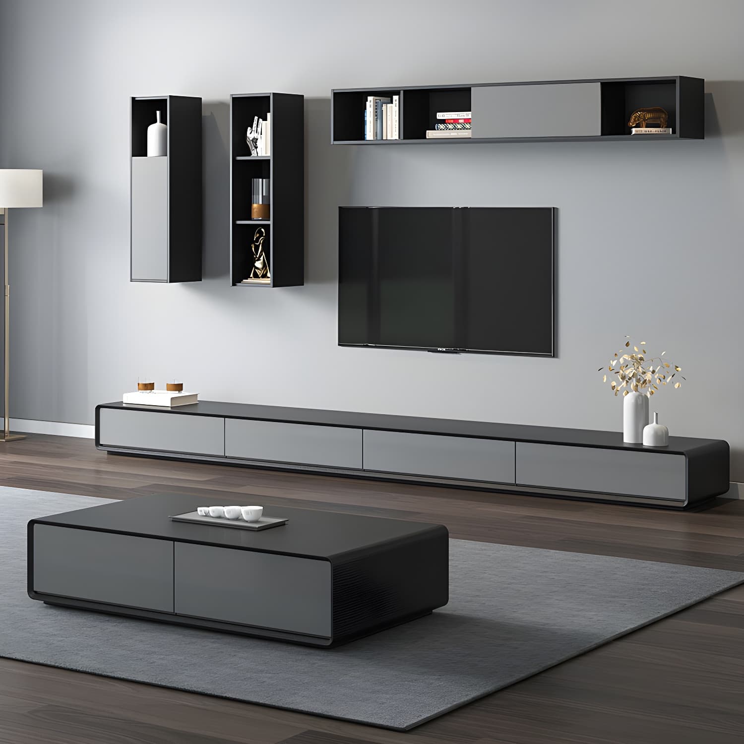 Contemporary 15.75-inch D TV Console Wooden TV Stand for TVs with Drawers - image 7