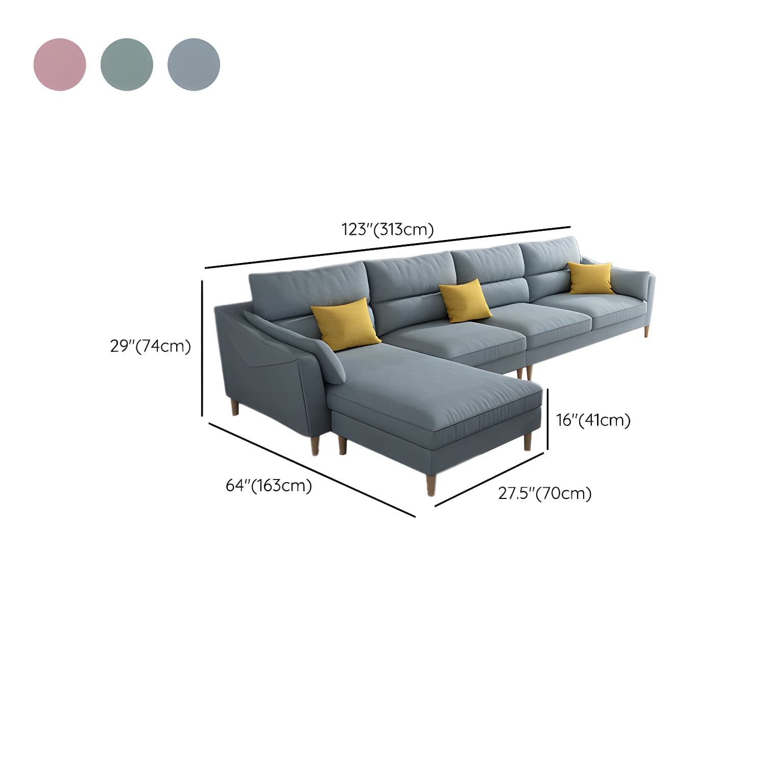 Scandinavian Wood Frame Straight Modular Sofa with Slipcover and Ottoman in 3 Piece Set - image 21