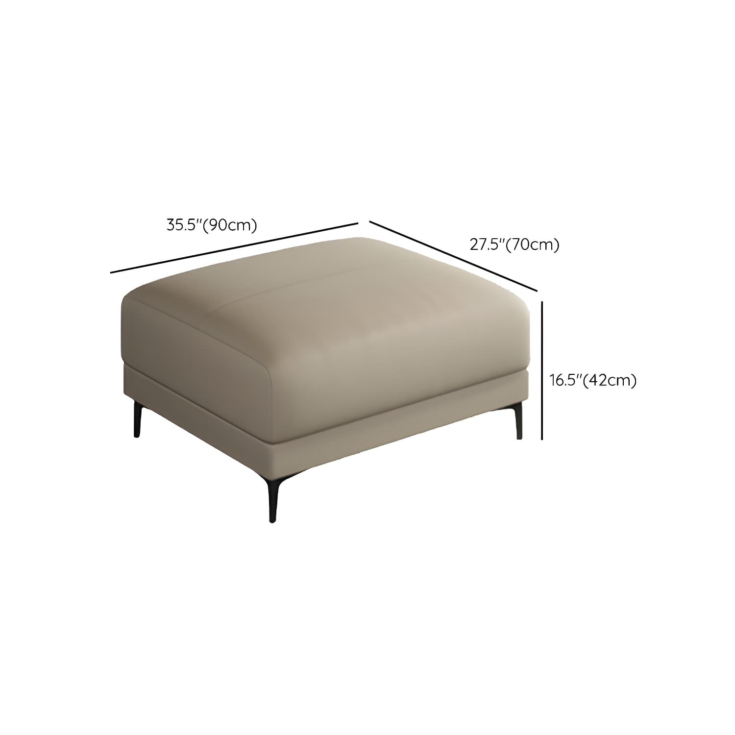 Modern Beige Leather Stationary Sectional Sofa with Pine Wood Frame - image 19