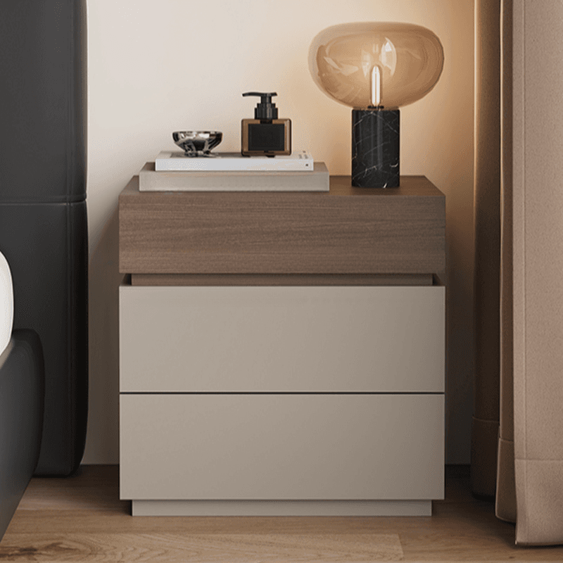 Organic Modern Nightstand With Drawer Organization Featuring 3 Drawers and Particle Board Wood Countertop - image 11