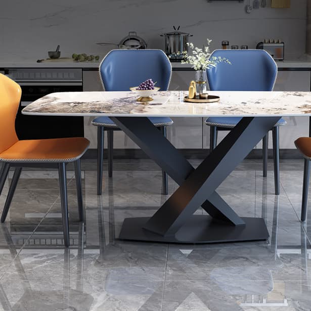 Modern Rectangle White Stone Dining Table 4 Person/Seats 6/For 8 Standard Height Fixed Table - image 11