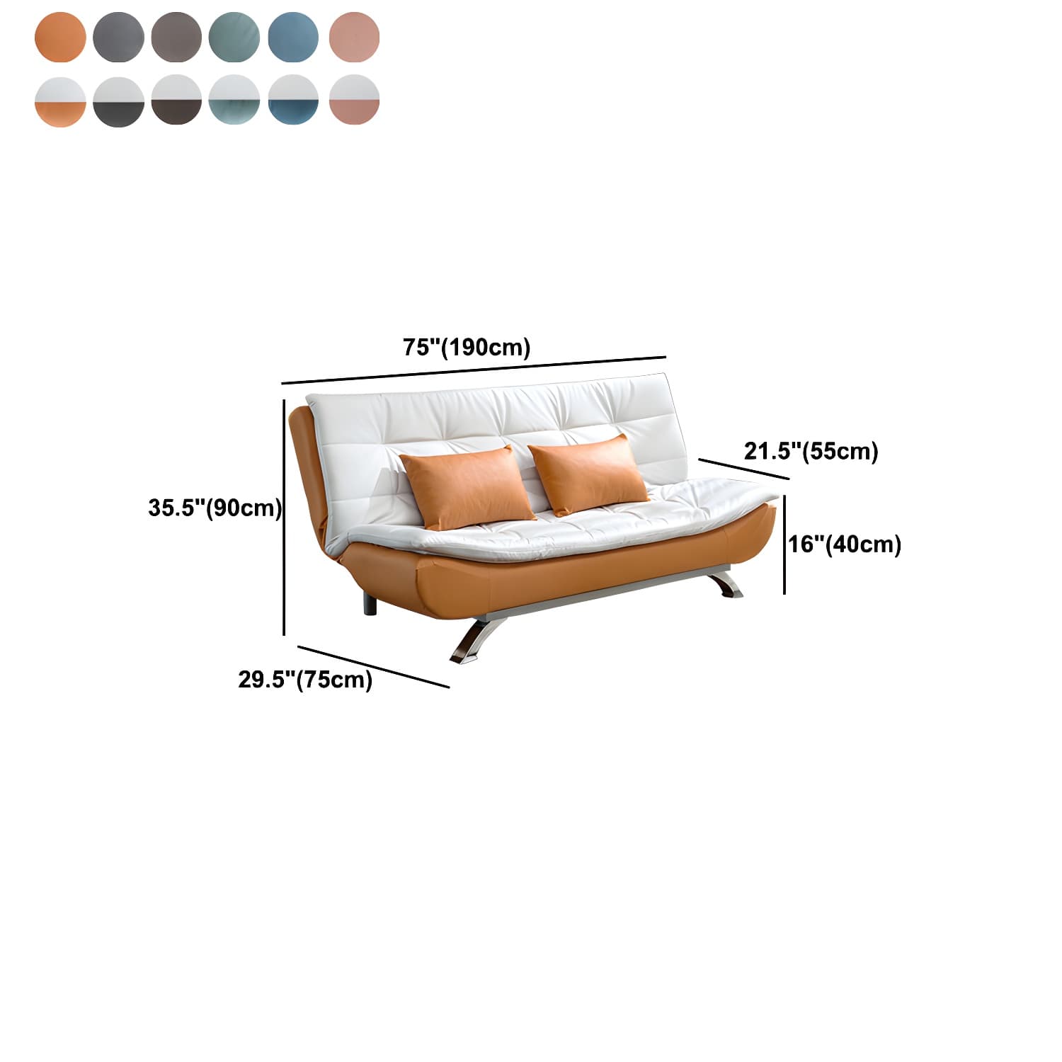 Faux Leather Sofa 35.43" H Armless Convertible Sofa for Living Room - image 17