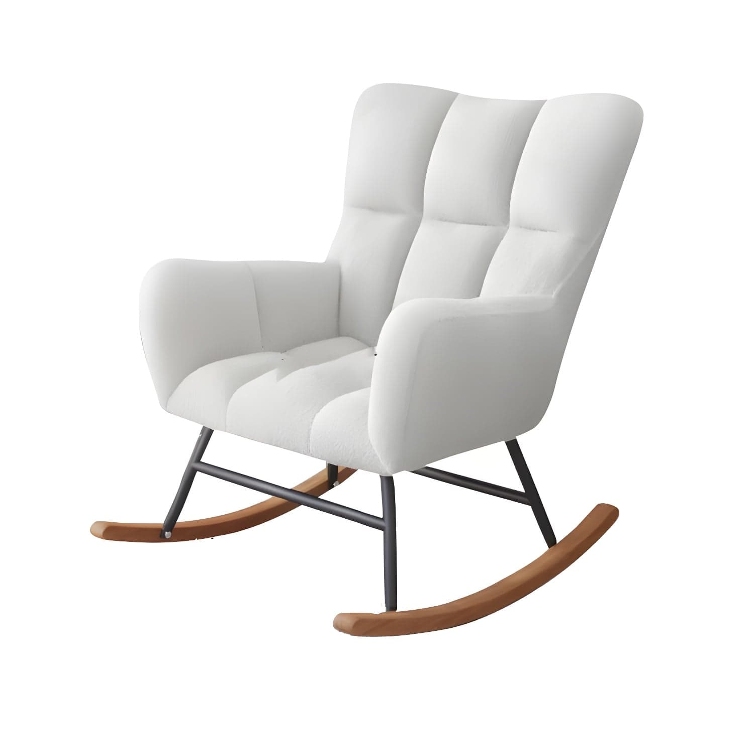 Modern Upholstered Rocking Chair for Comfort and Style - Brown Metal Legs and Track Arms - image 5