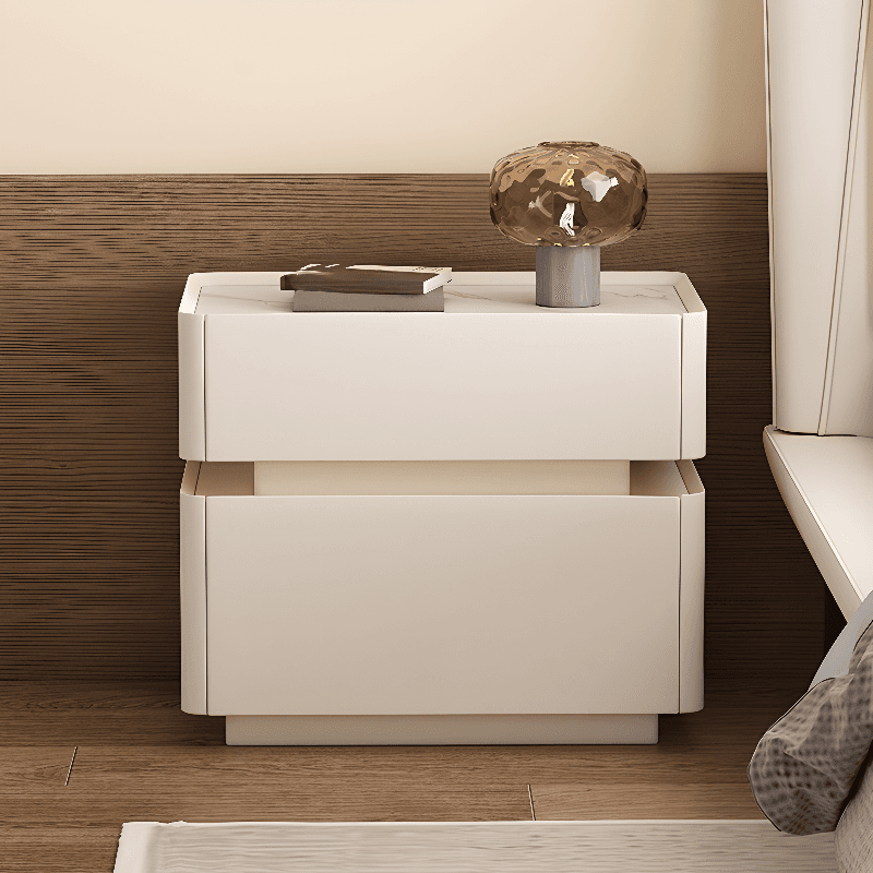 Trendy Drawer Storage Bedside Table with 2 Drawers and Pine Wood Countertop - image 8