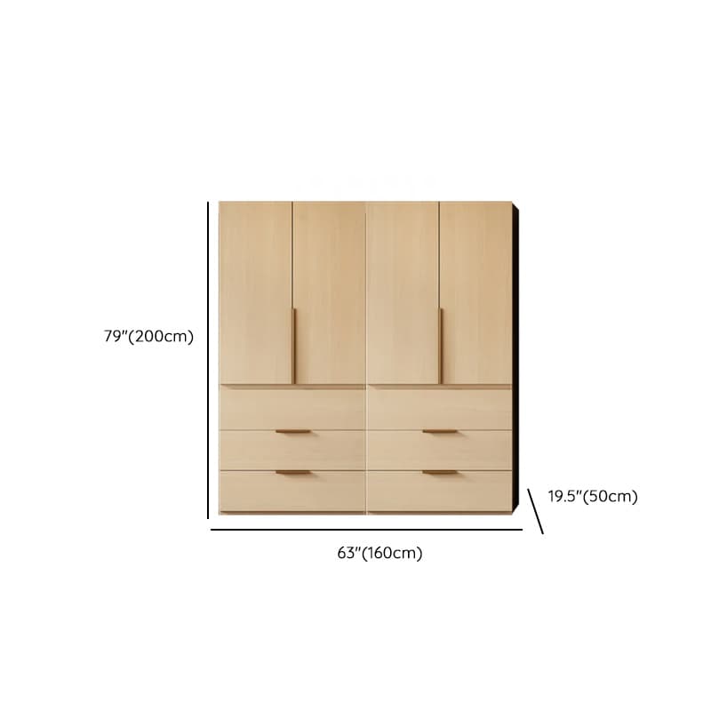 Multicolor/White/Natural Color Art Deco Composite Wood Cabinet Armoire with Hanging Rod, Interior Shelves, Soft Close Door and Soft Close Drawer - image 12