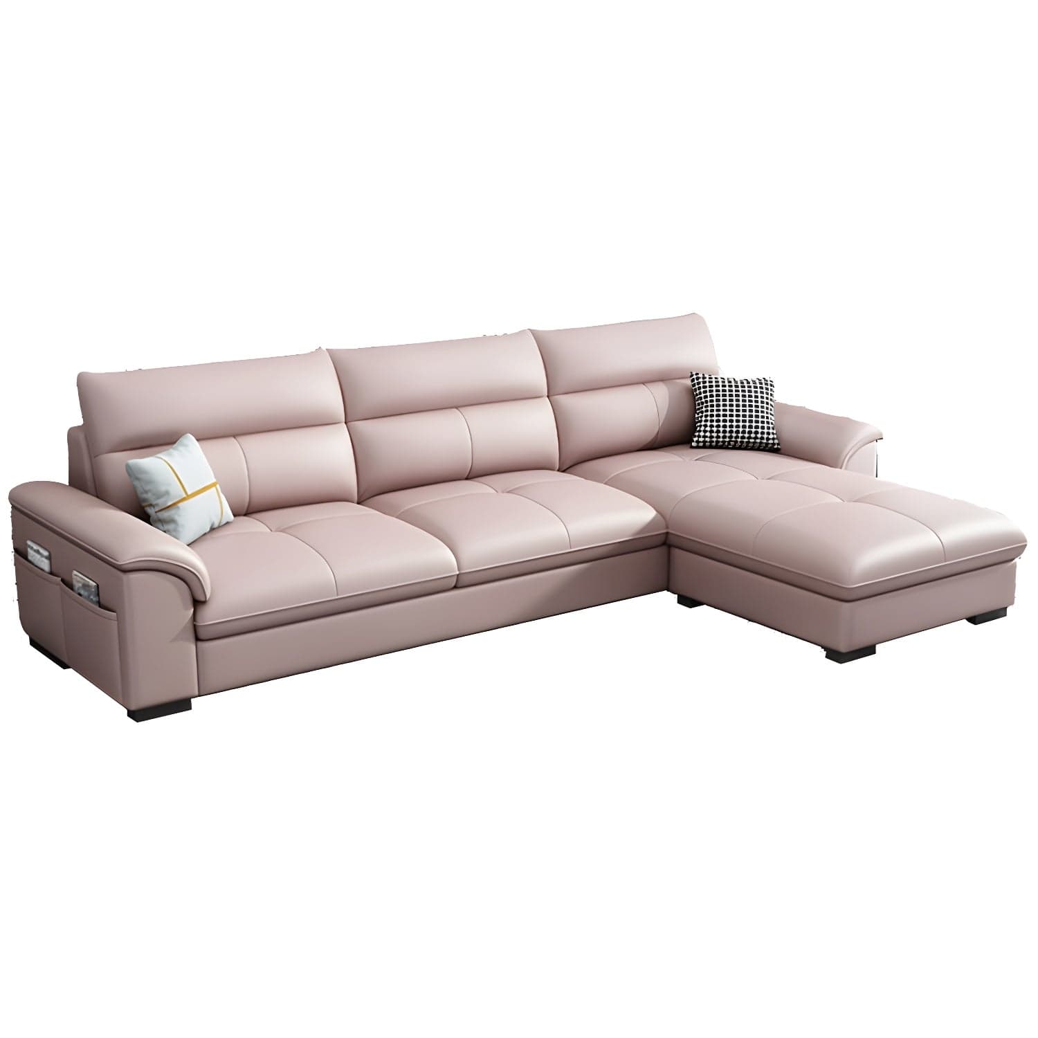 Modern Tech Cloth L-Shape Reversible Corner Sectional with Chaise in Black Pine Wood - image 11