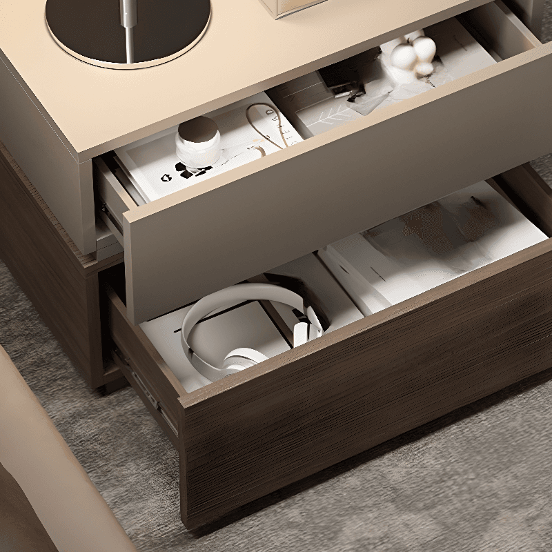 Organic Modern 2 Tiers Nightstand With Drawer Organization in Real Wood - image 7