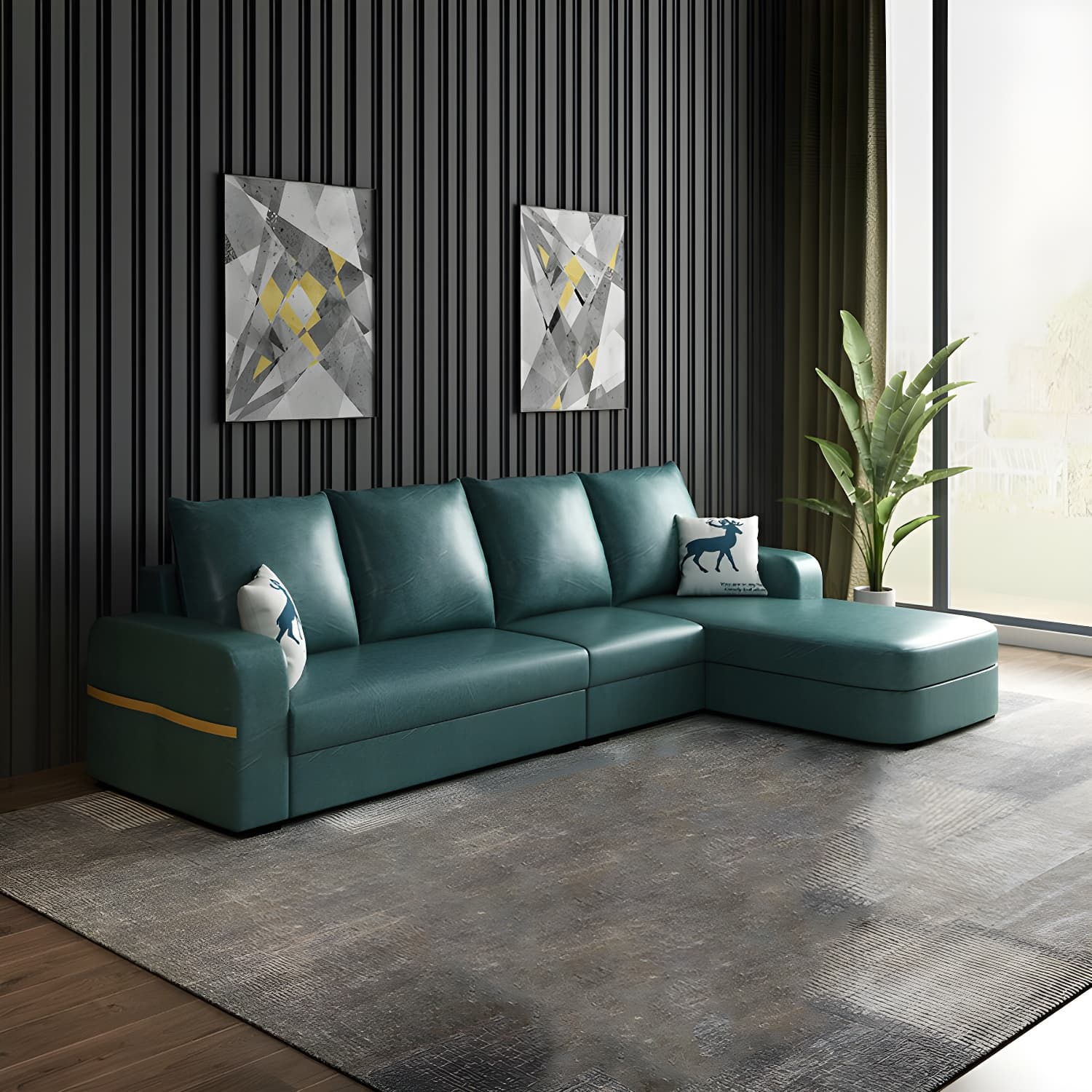 Modern Reversible L-Shape Wooden Frame Sectional Sofa with Square Arm and Storage Included - image 7