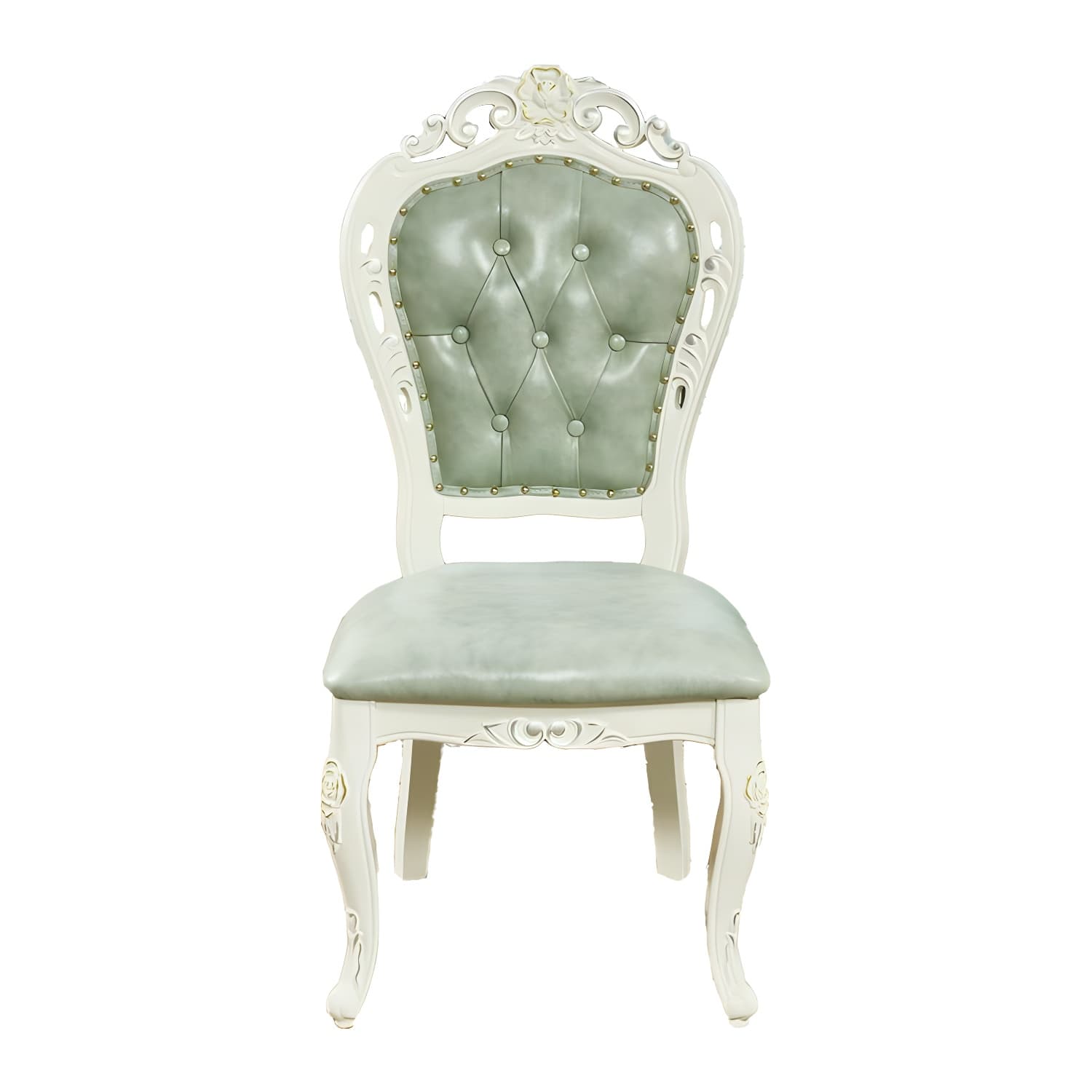 Victorian Rubberwood King Louis Back Chair Matte Finish Leather Dining Chair (Set of 2) - image 14