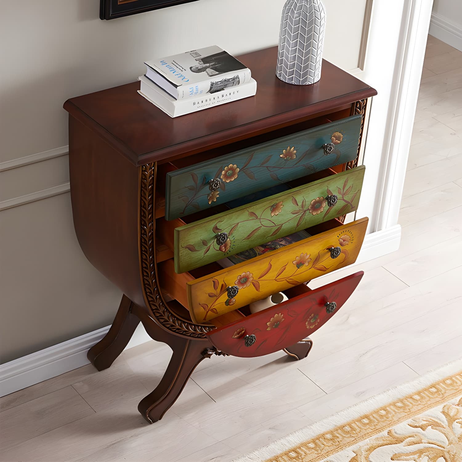 Rustic Wood Chest Vertical Chest with Drawers for Living Room - image 21