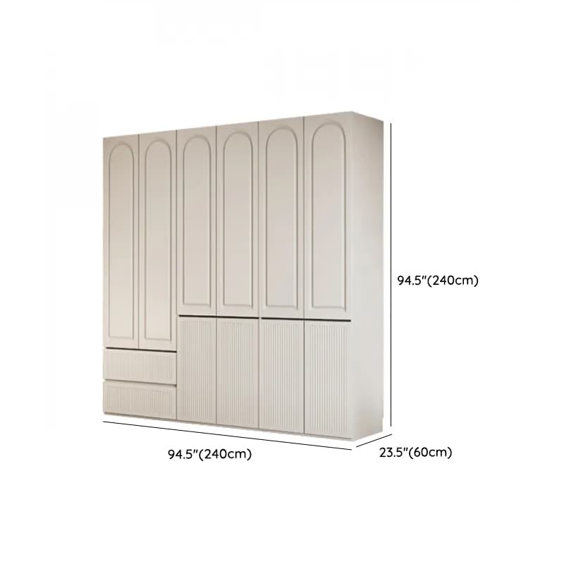 White Minimalist Manufactured Wood Independent Wardrobe Closet with Soft Close Drawer, Soft Close Door, and Interior Shelves - image 24