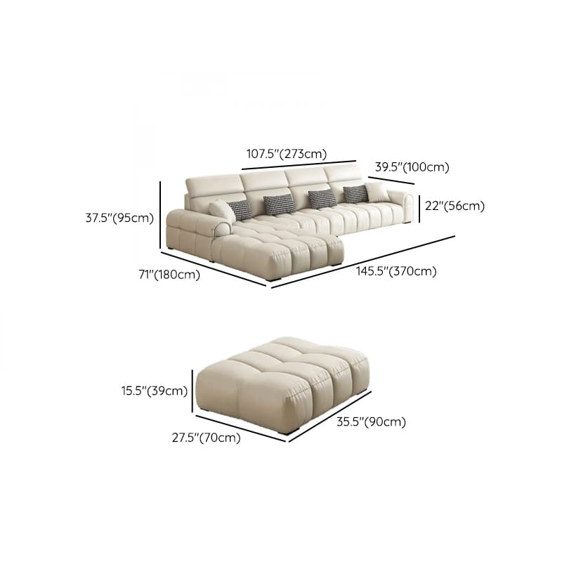 L-Shape/Straight Reversible/Horizontal Concealed Support Sofa Recliner/Sofa with Round Arm & Pine Frame - image 19