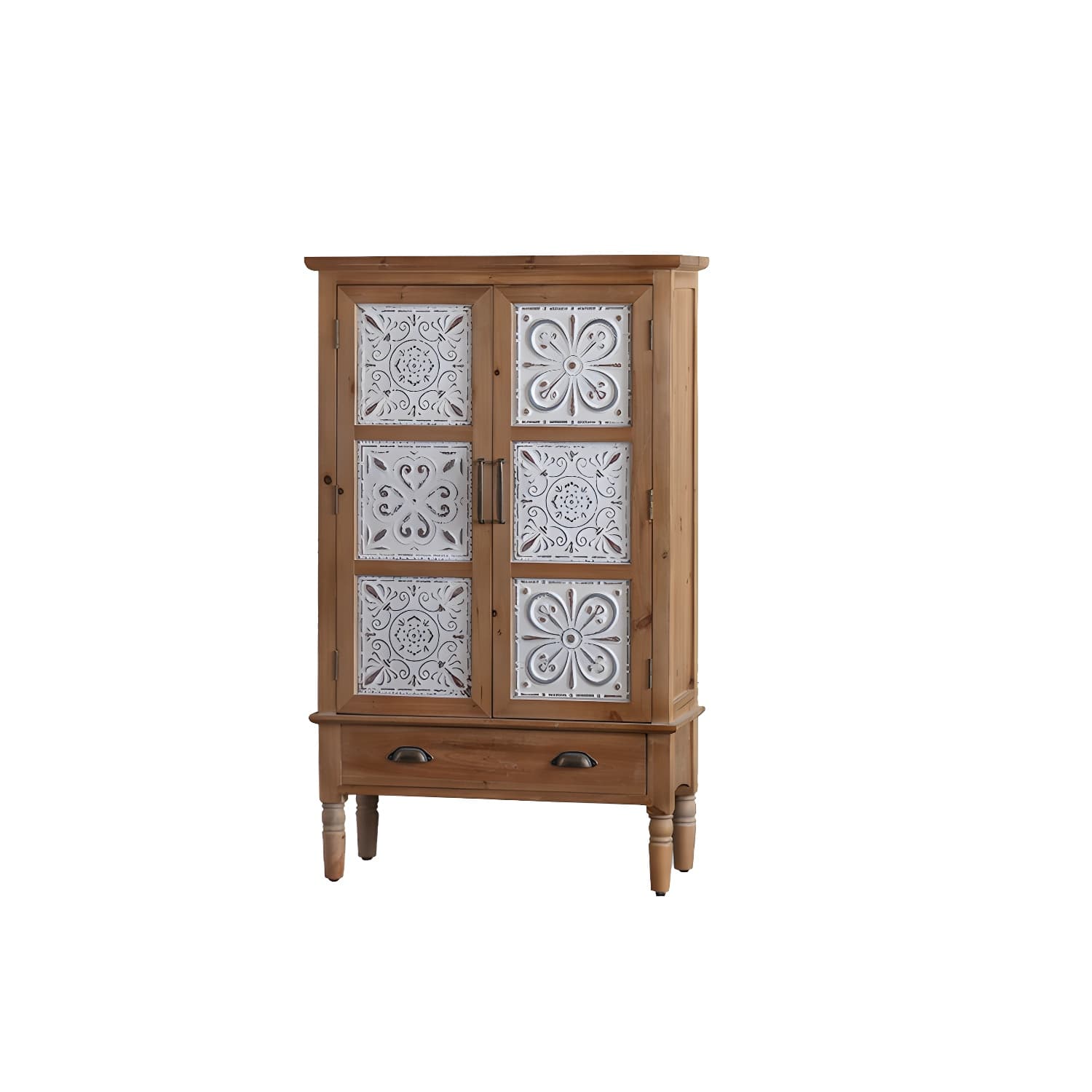 Industrial Accent Cabinet in Natural with Solid Wood Door and Drawers - image 7