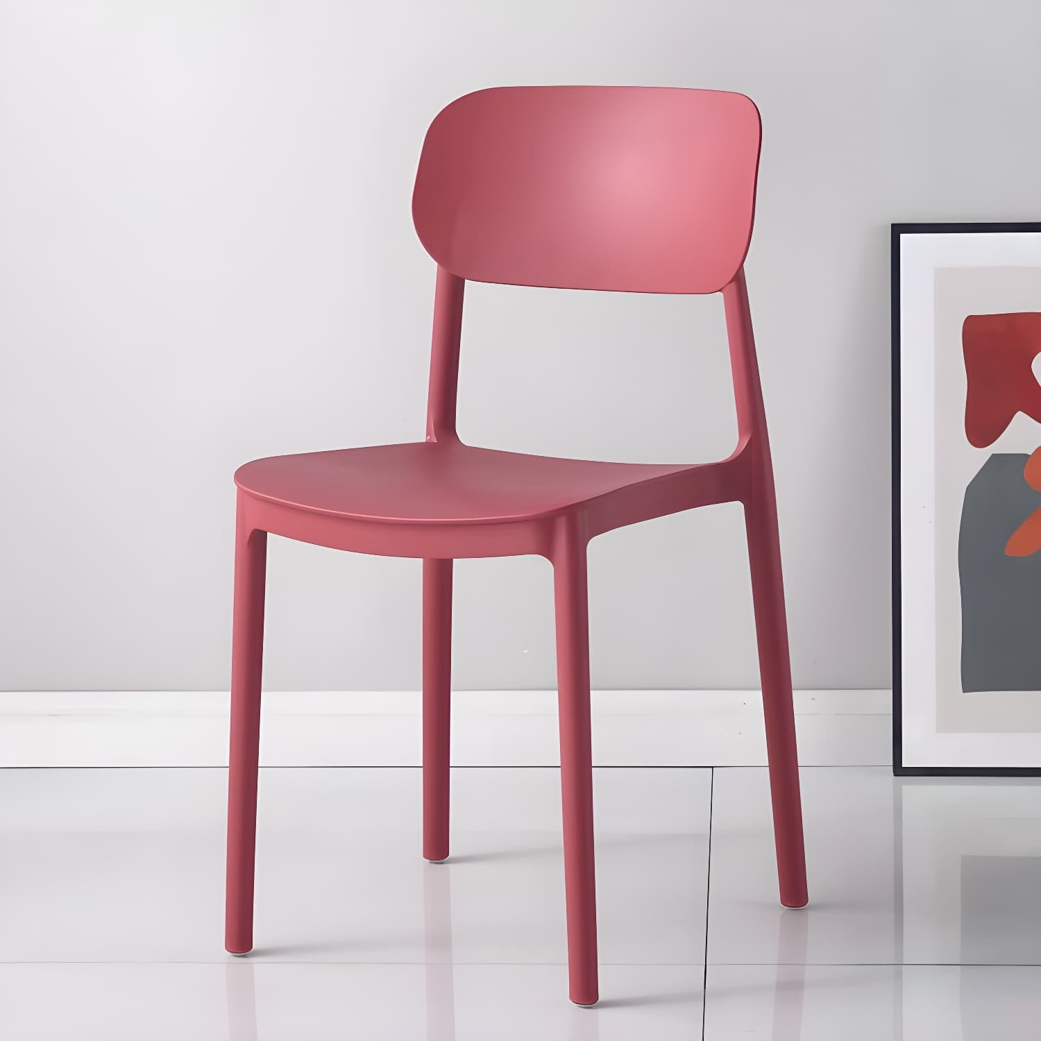 Stackable Scandinavian Style Side Chair with Low Back in Plastic & Acrylic - Armless - image 9