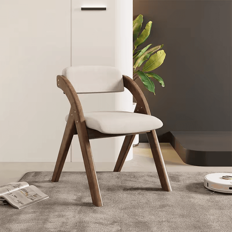 Casual Collapsible Side Chair with Midnight Black/Walnut/Wood Grain Rubberwood Legs and Upholstered Uncovered Back - image 5