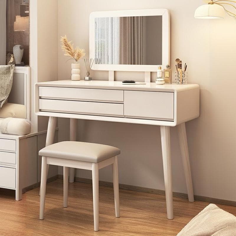 Art Deco Timber Natural/White/Brown Makeup Vanity Set/Makeup Vanity Table with 3 Drawers - image 8