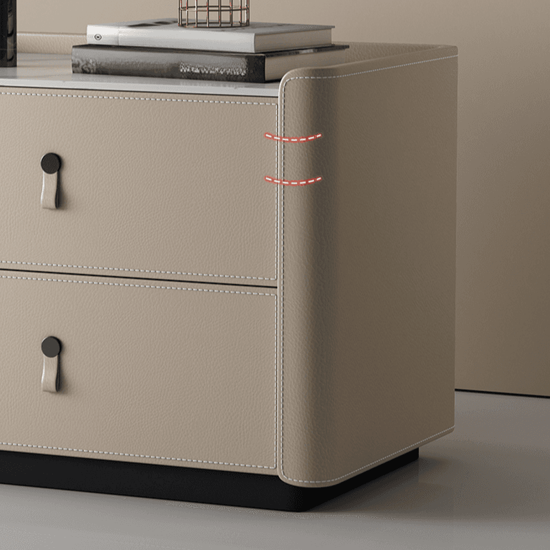 Modish 2 Tiers Drawer Storage Bedside Table with Stone Countertop - image 14