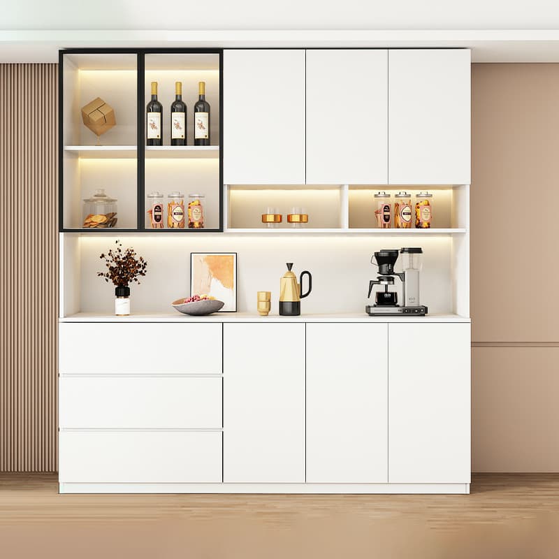 Modern White Wood Sideboard/Credenza 40cm Wide 220cm Tall