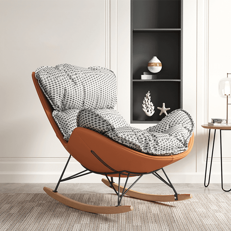 Grey/Chalk/Amber Contemporary Alloy 2 Piece Set Rocking Armchair with Padded Upholstery and Ottoman - image 5