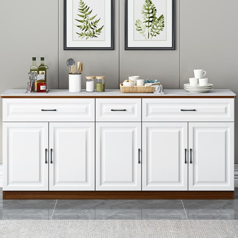 Natural Finish/Light Wood/Ashen Wood Floor Sideboard with Countertop and Kitchen Appliance Storage - image 13