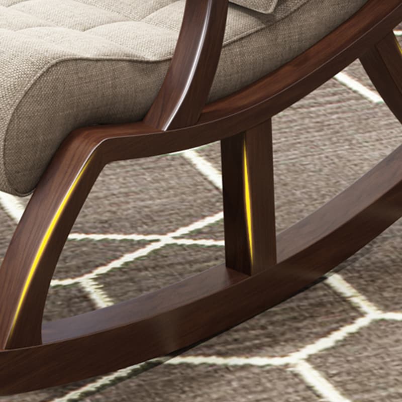 Stylish Modern Upholstered Rocking Chair with Brown Wood Legs and Track Arms - image 18