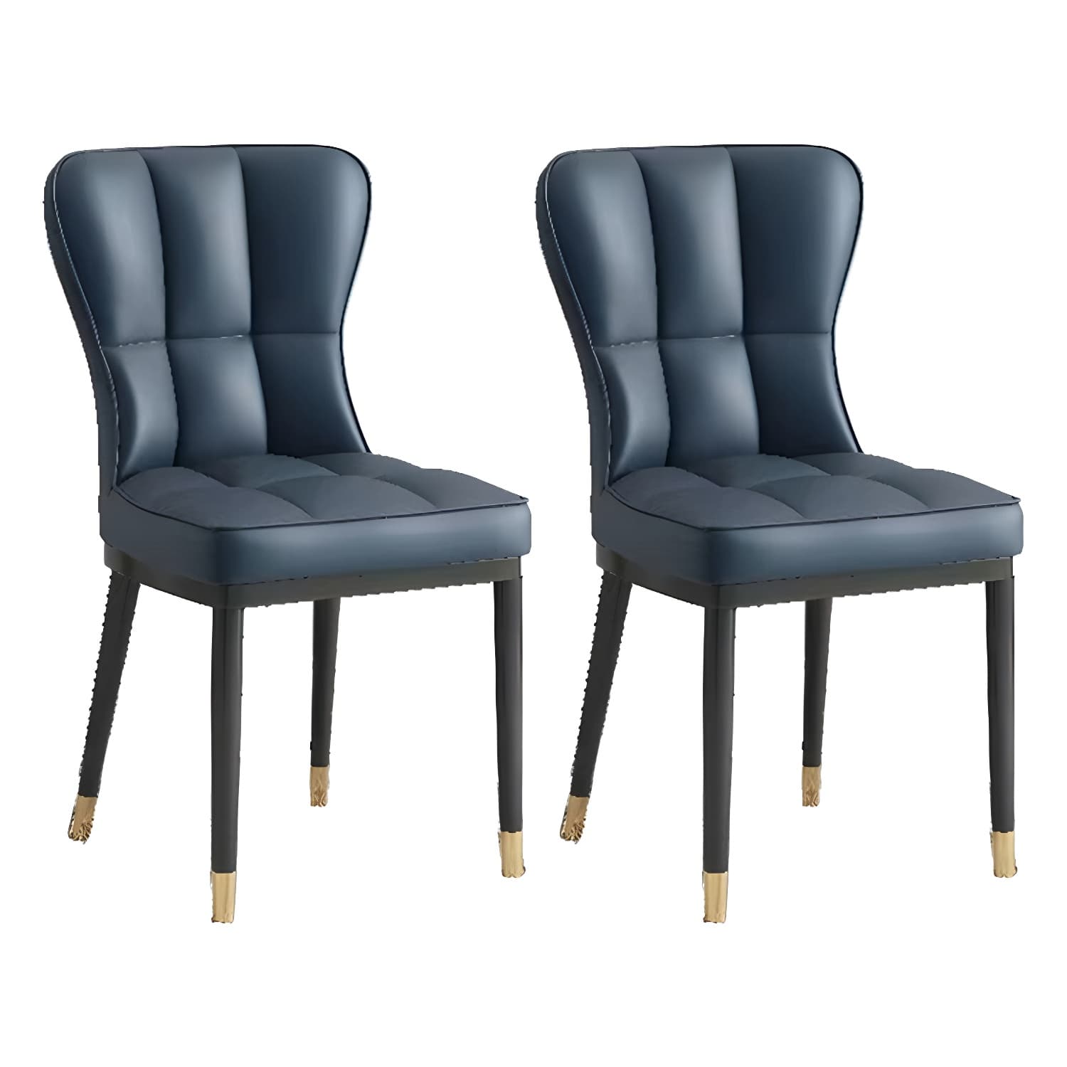 Wingback Faux Leather Side Chair with Standard Back Heights and Metal Legs in Kitchen & Dining