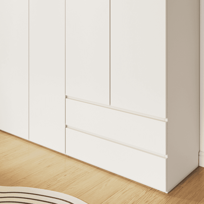 White Minimalist Manufactured Wood Independent Wardrobe Closet with Soft Close Drawer, Soft Close Door, and Interior Shelves - image 6