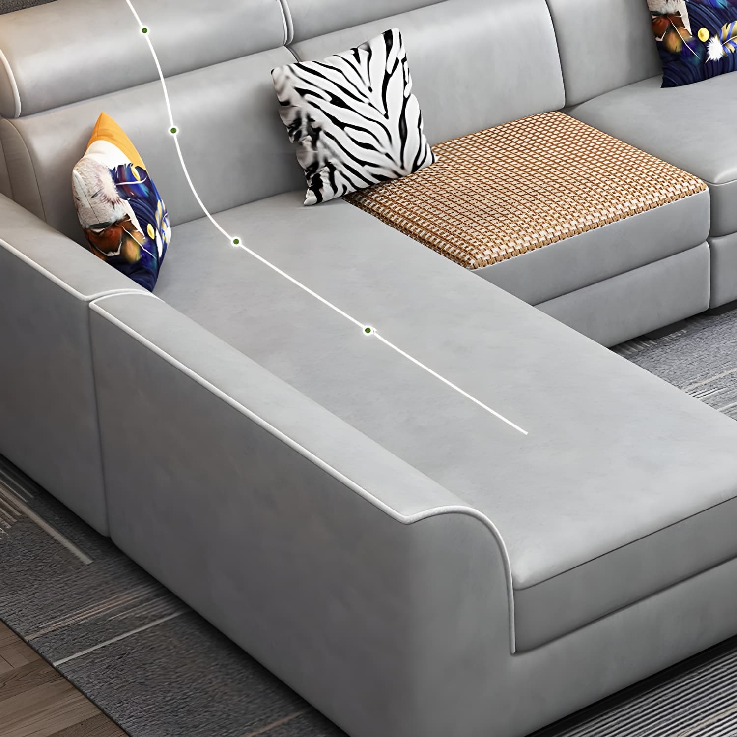 Scandinavian Reversible L-Shape Modular Wood Frame Corner Sectional with Chaise - image 17