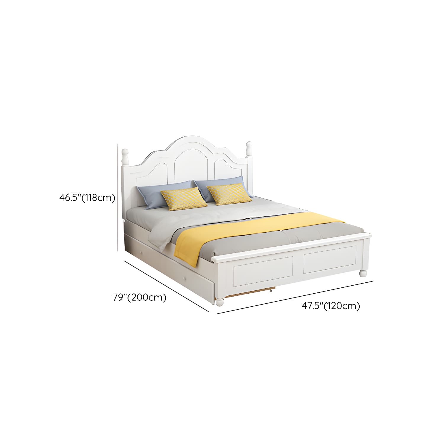 Modern Wooden Scratch Resistant White Headboard Bed with Drawers - image 18
