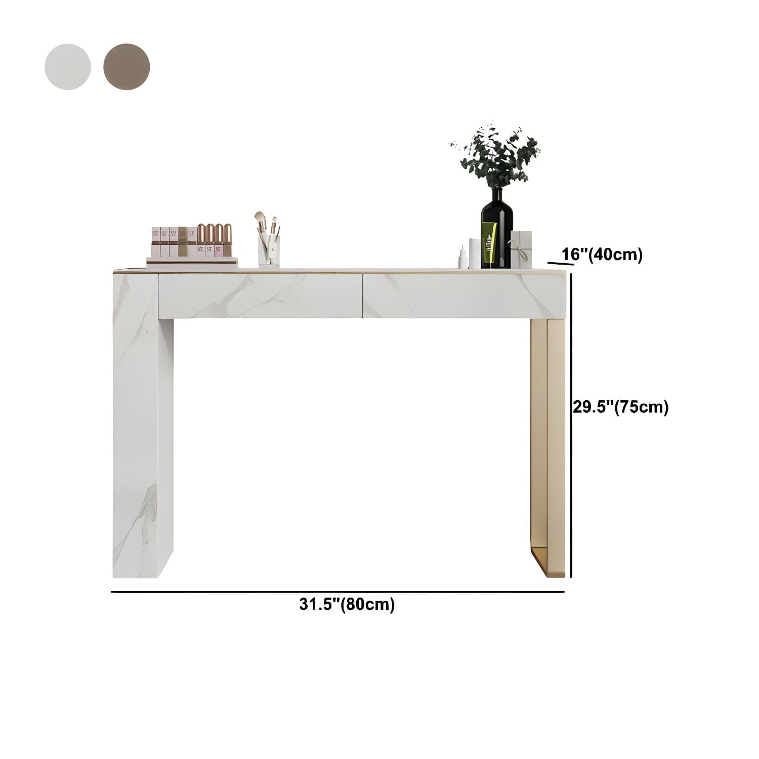 Two Piece Luxurious Vanity Set Stainless Steel and Stone Dresser - image 13