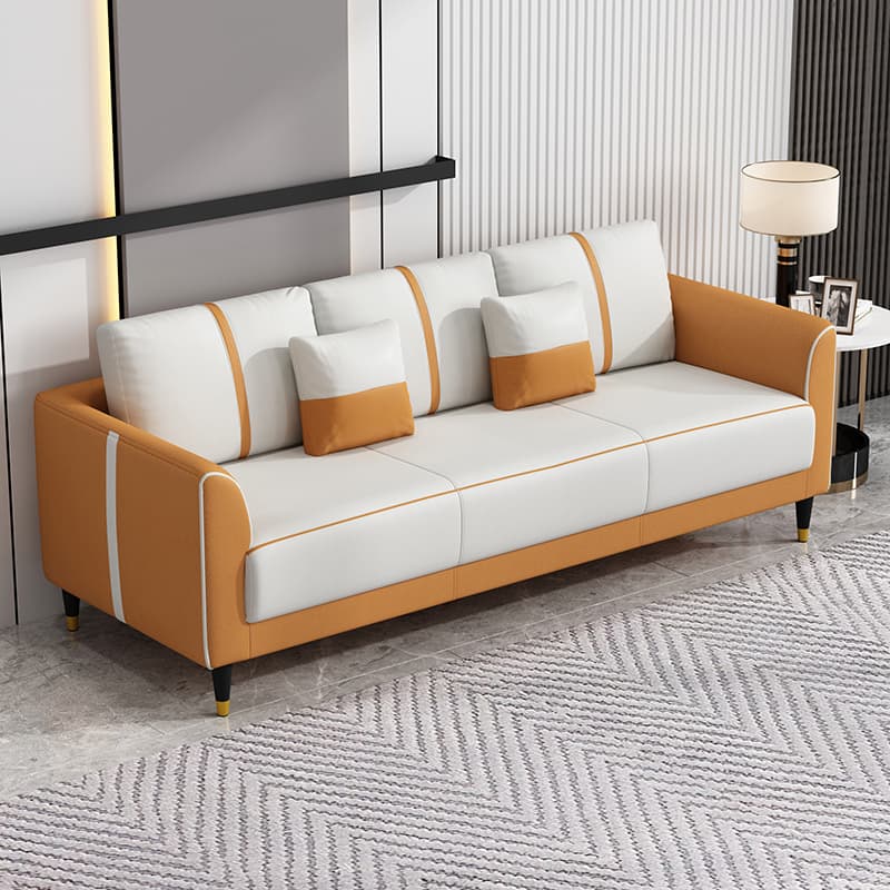 Trendy Scratch-durable Lime Green/Cocoa/Coffee Sofa Couch with Flared Arm, 3-Seater, 2 Pillows, and Wide Pillow Back - image 11