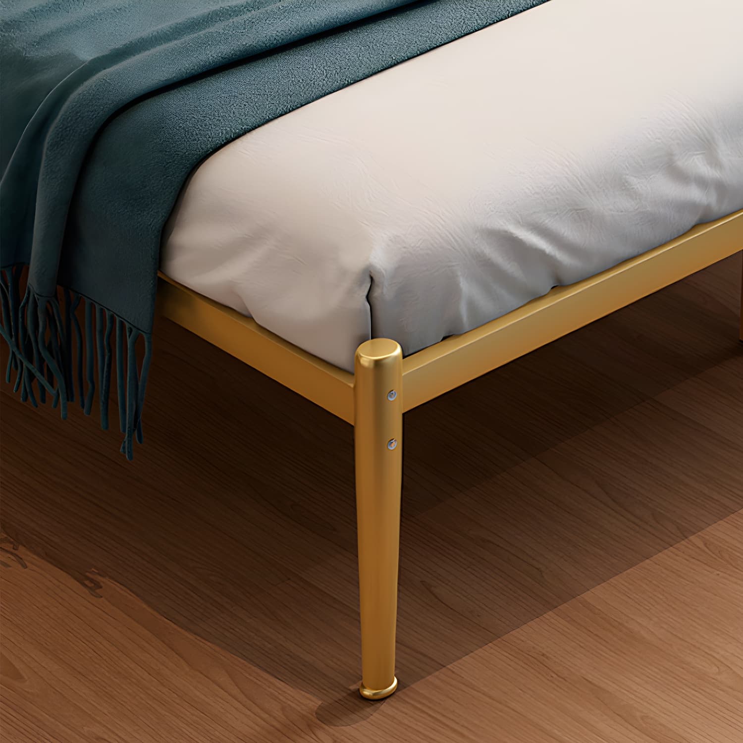 Golden Metal Bed Frame Set Glam 47.24" H Wire-Grid Open-Frame Bed with Headboard - image 9