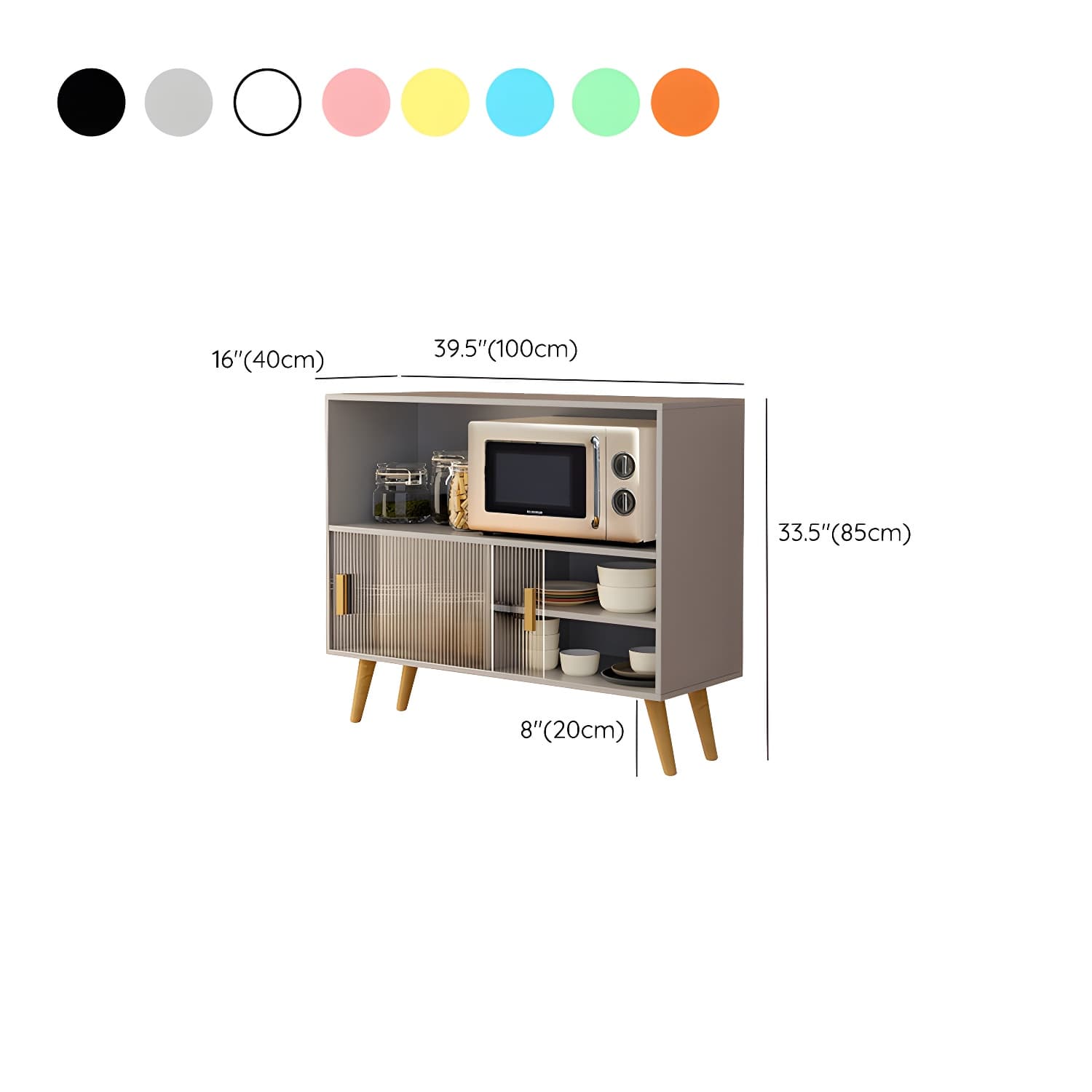 Scandinavian Wood Buffet Table with Acrylic Sliding Doors and Cabinet - image 18