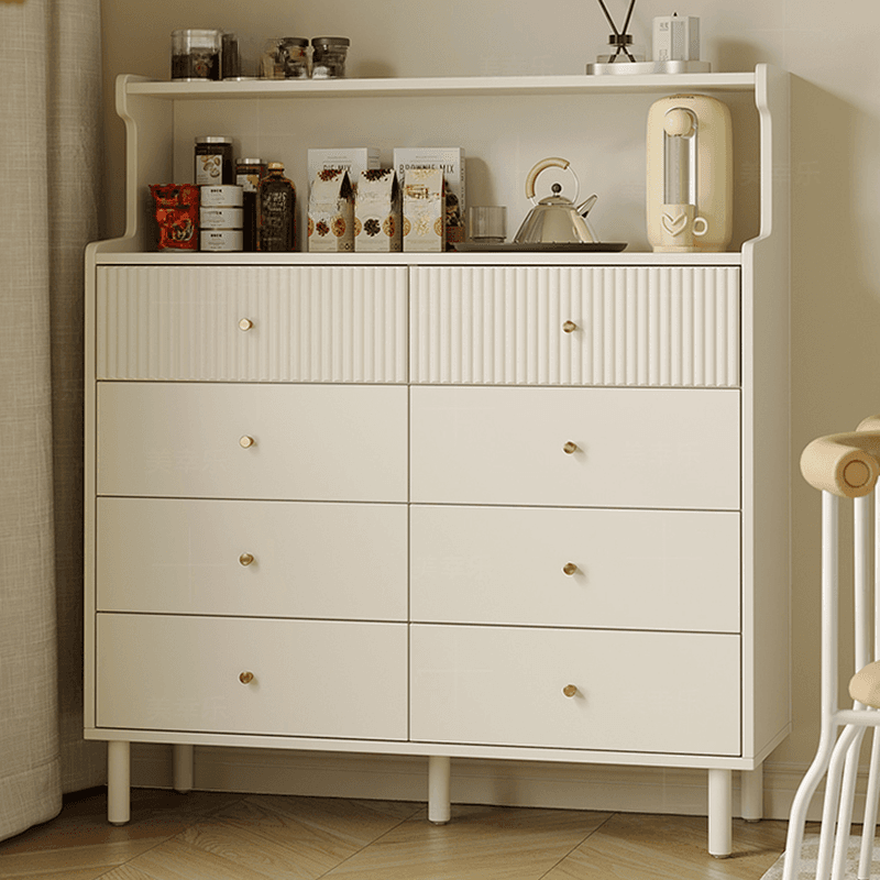 Chalk Casual Composite Wood Console Dresser/Bachelor Chest with Shelves, 8 Drawers/4 Drawers, Vertical Orientation