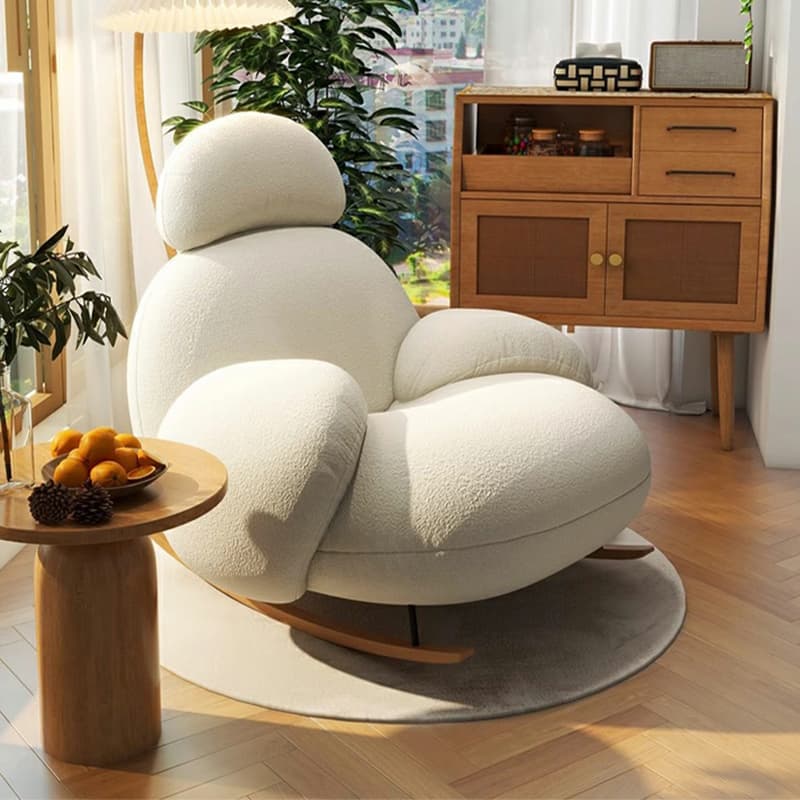 Attractive and Comfortable Designer Indoor Rocking Chair with Natural Wood Legs - image 8