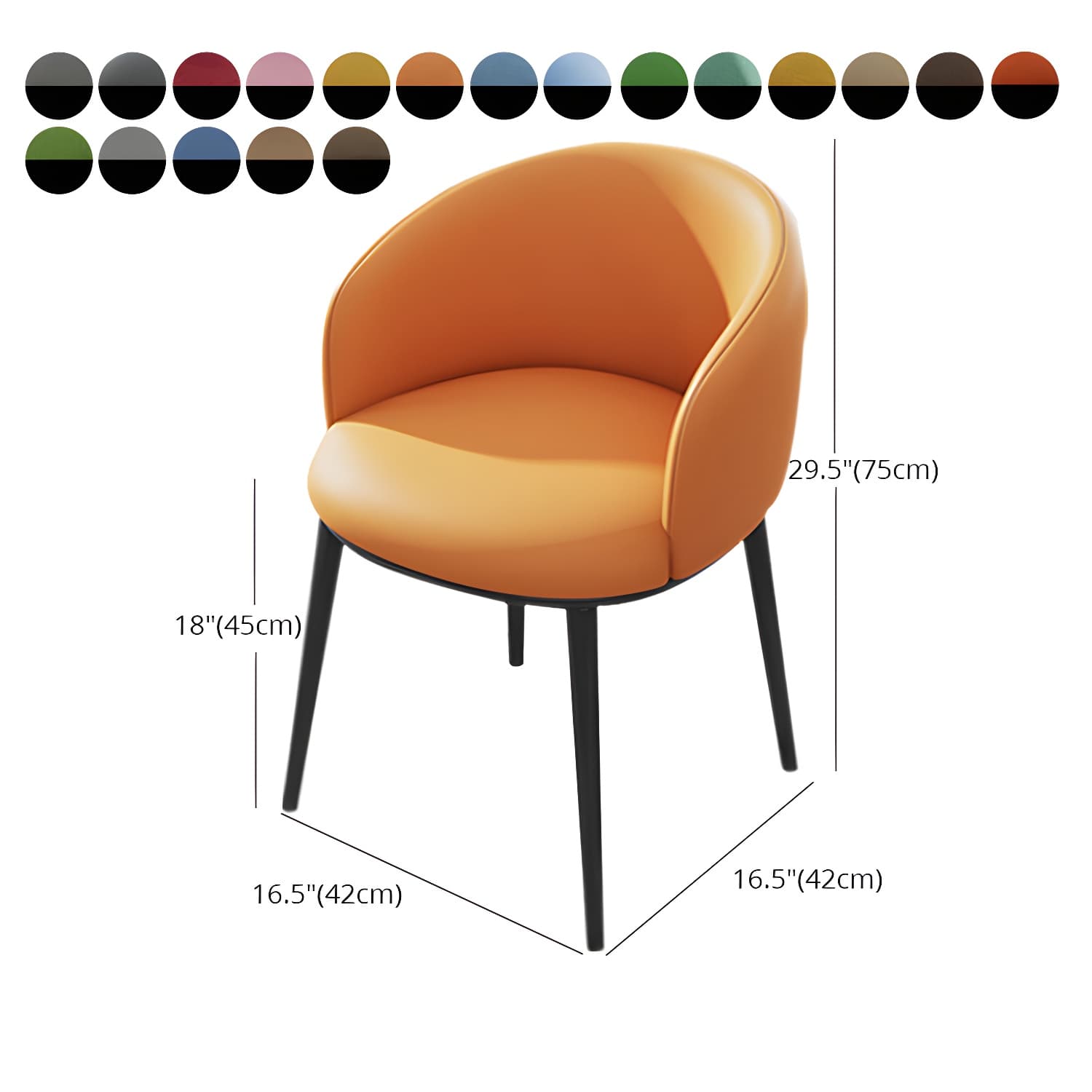 Modern Upholstered Home Arm Chair Solid Back Matte Finish Dining Chair - image 30