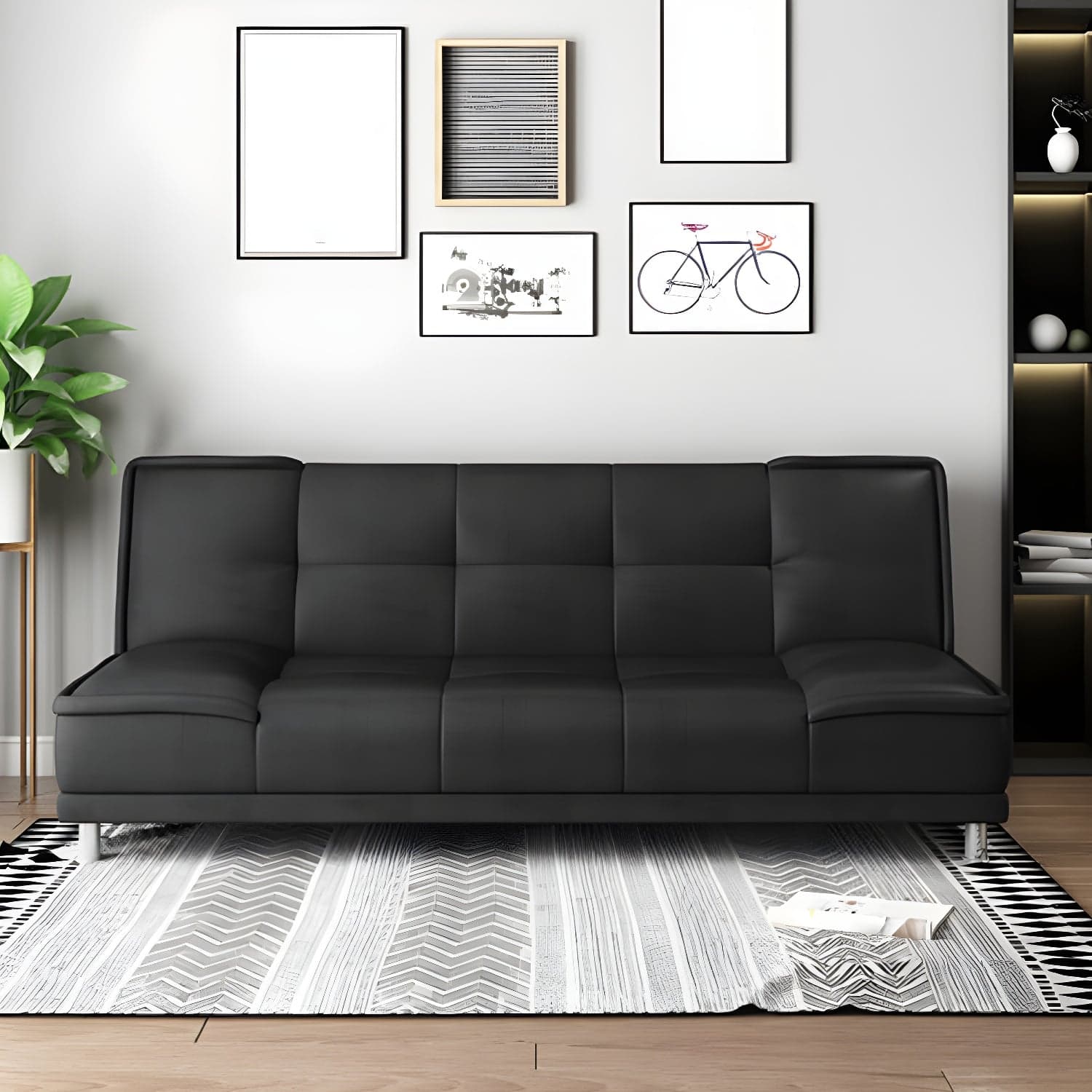 75"Modern Minimalist Armless Foldable Sleeper Leather Settee