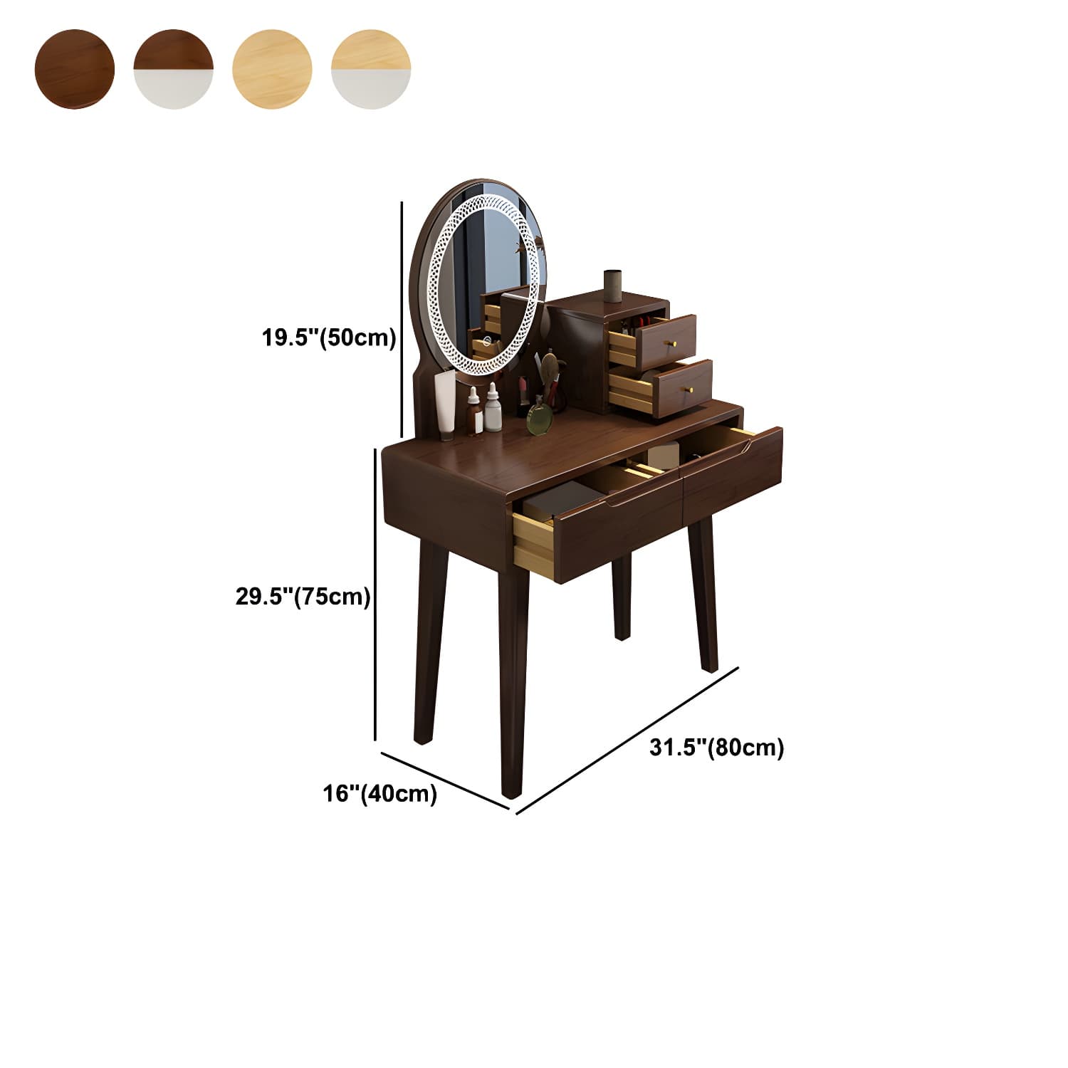 Scandinavian Vanity Makeup Table Set Solid Wood Dressing Table Stool Set - image 20