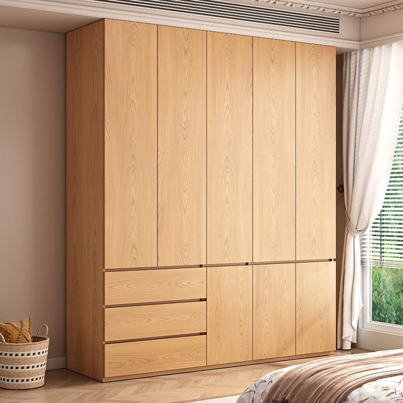 Natural Finish Unfixed Almirah Manufactured Wood Soft Close Drawer Soft Close Door Hinged - image 3