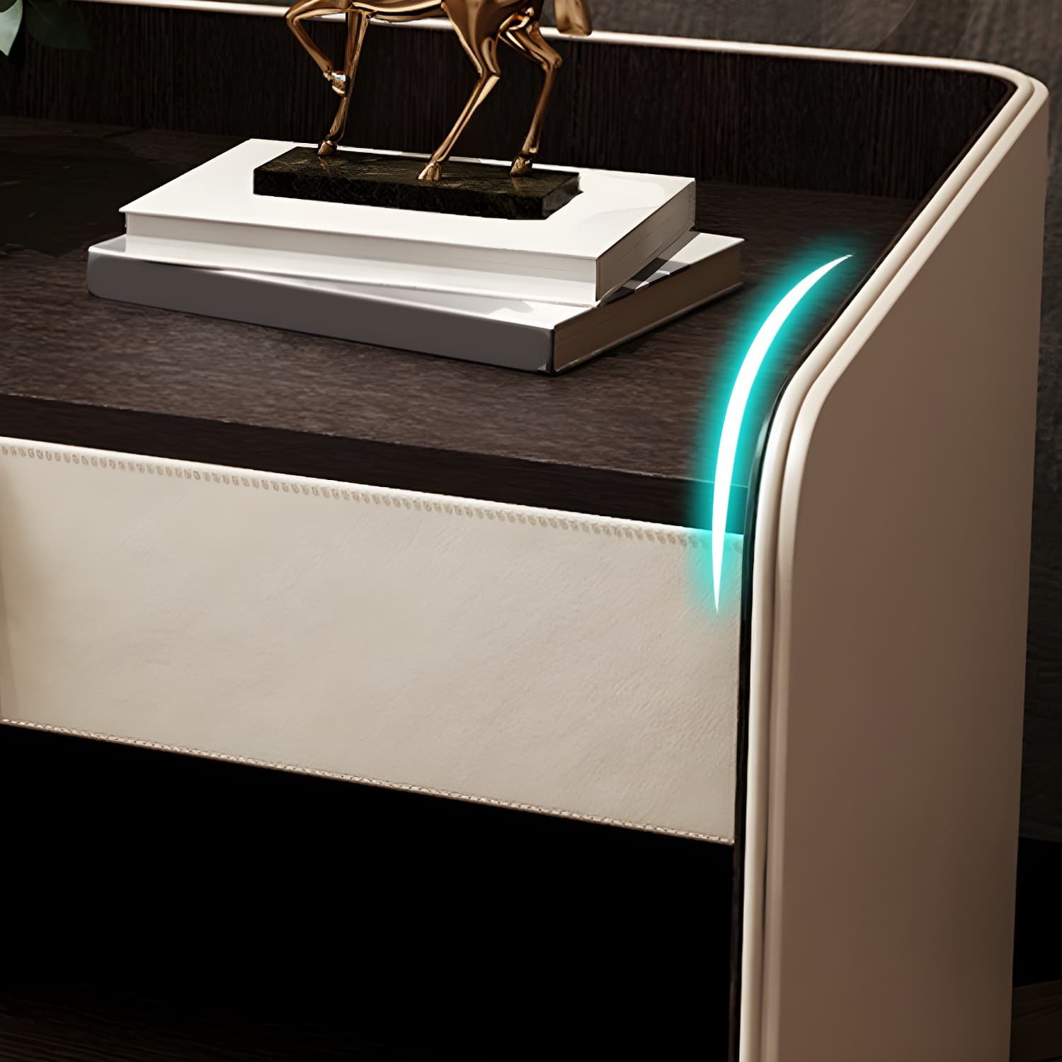 Faux Leather Nightstand 1 - Drawer Nightstand with Wood Accents - image 10