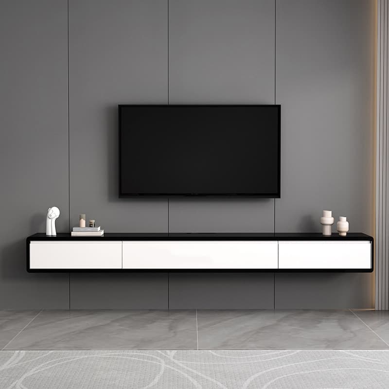 Rubberwood Scandinavian 20''x24'' Floating Mount Wood TV Stand with Drawers and Shelves