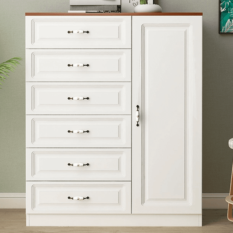 Sleeping Room Use Trendy White Wood Wardrobe Chest with Shelves - image 3