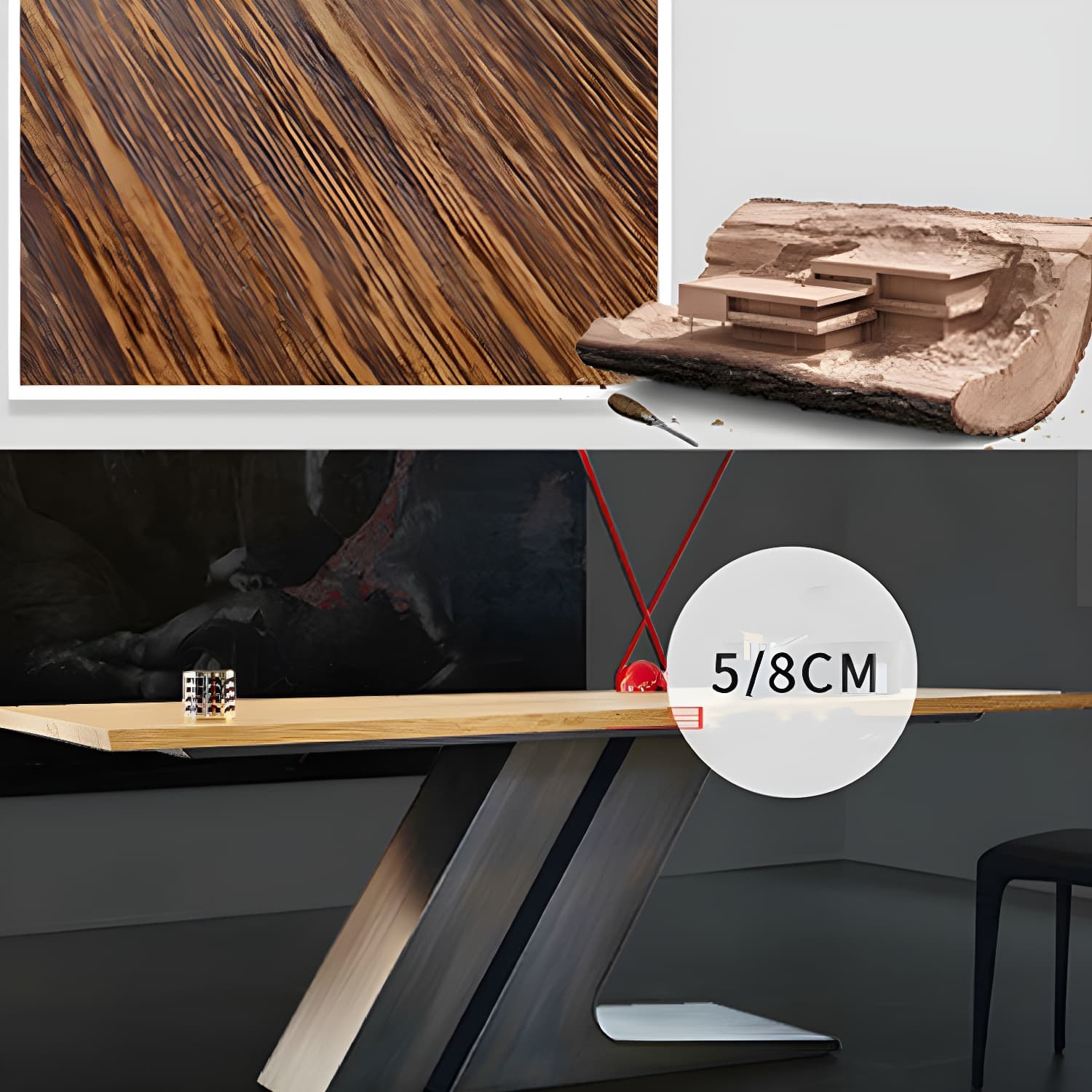 Modern Black Rectangle Wood Top Kitchen & Dining Table with Pedestal Base in Iron - image 11
